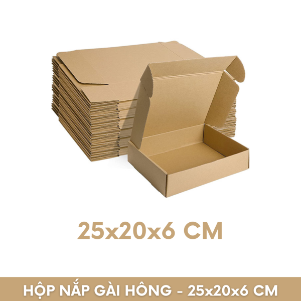 Hộp Carton Nắp Cài Hông - 25x20x6 cm