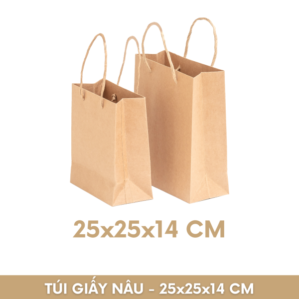 Túi Giấy Kraft Nâu - 25x25x14 CM