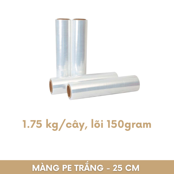 Màng co Trắng 25cm - 1.75 kg/cây, lõi 150gram