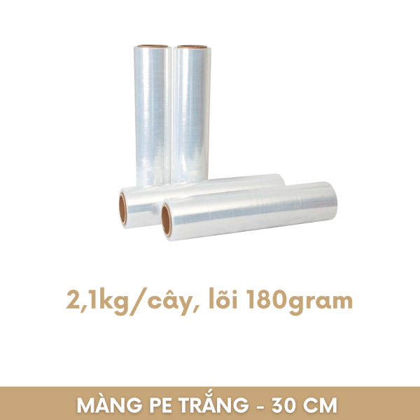 Màng co Trắng 30cm - 2,1kg/cây, lõi 180gram